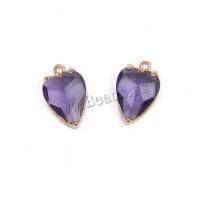 Brass Jewelry Pendants Glass with Brass Heart gold color plated DIY Sold By PC