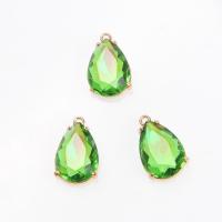 Brass Jewelry Pendants, Glass, with Brass, Teardrop, gold color plated, DIY, more colors for choice, 13x21mm, Sold By PC