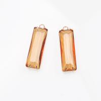 Brass Jewelry Pendants, Glass, with Brass, Rectangle, gold color plated, DIY, more colors for choice, 10x34mm, Sold By PC