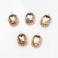 Brass Jewelry Pendants Glass with Brass gold color plated DIY & with rhinestone Sold By PC