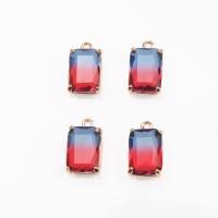 Brass Jewelry Pendants, Glass, with Brass, Rectangle, gold color plated, DIY, more colors for choice, 10x14mm, Sold By PC