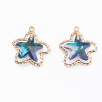 Brass Jewelry Pendants, Glass, with Brass, Star, gold color plated, DIY, more colors for choice, 23x24mm, Sold By PC