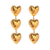 Stainless Steel Drop Earring 304 Stainless Steel Heart plated fashion jewelry gold Sold By Pair
