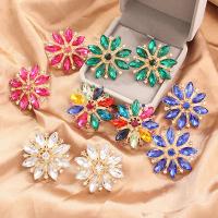 Zinc Alloy Stud Earring with Crystal Flower plated fashion jewelry & for woman nickel lead & cadmium free Sold By Pair