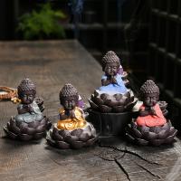 Backflow Incense Burner, Purple Clay, half handmade, durable, more colors for choice, 89x94x102mm, Sold By PC