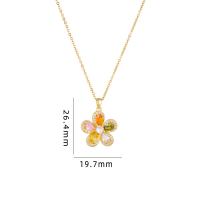 Cubic Zircon Micro Pave Brass Necklace, with 304 Stainless Steel, with 5CM extender chain, petals, plated, micro pave cubic zirconia & for woman, more colors for choice, Length:Approx 40 cm, Sold By PC