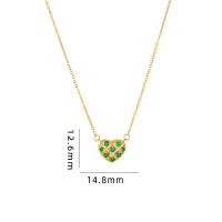 Cubic Zircon Micro Pave Brass Necklace with 304 Stainless Steel with 5CM extender chain Heart plated micro pave cubic zirconia & for woman Length Approx 40 cm Sold By PC