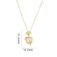Cubic Zircon Micro Pave Brass Necklace, with Glass Stone & 304 Stainless Steel, with 5CM extender chain, Heart, plated, micro pave cubic zirconia & for woman, more colors for choice, Length:Approx 40 cm, Sold By PC
