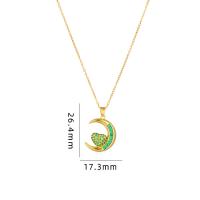 Cubic Zircon Micro Pave Brass Necklace, with 304 Stainless Steel, with 5CM extender chain, Moon, plated, micro pave cubic zirconia & for woman, more colors for choice, Length:Approx 40 cm, Sold By PC