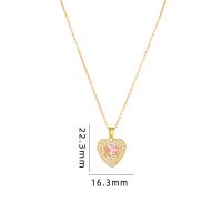 Cubic Zircon Micro Pave Brass Necklace, with 304 Stainless Steel, with 5CM extender chain, Heart, plated, micro pave cubic zirconia & for woman, more colors for choice, Length:Approx 40 cm, Sold By PC