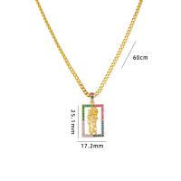 Cubic Zircon Micro Pave Brass Necklace with 304 Stainless Steel plated micro pave cubic zirconia & for woman Length Approx 60 cm Sold By PC