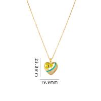 Cubic Zircon Micro Pave Brass Necklace with 304 Stainless Steel with 5CM extender chain Heart plated micro pave cubic zirconia & for woman & enamel Length Approx 40 cm Sold By PC