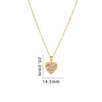 Cubic Zircon Micro Pave Brass Necklace, with 304 Stainless Steel, with 5CM extender chain, Heart, plated, different styles for choice & micro pave cubic zirconia & for woman & enamel, golden, Length:Approx 40 cm, Sold By PC