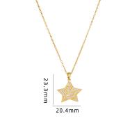 Cubic Zircon Micro Pave Brass Necklace, with 304 Stainless Steel, with 5CM extender chain, Star, plated, micro pave cubic zirconia & for woman, more colors for choice, Length:Approx 40 cm, Sold By PC