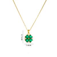 Cubic Zircon Micro Pave Brass Necklace with 304 Stainless Steel with 5CM extender chain Four Leaf Clover plated micro pave cubic zirconia & for woman Length Approx 40 cm Sold By PC