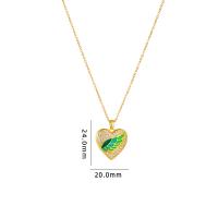 Cubic Zircon Micro Pave Brass Necklace, with 304 Stainless Steel, with 5CM extender chain, Heart, plated, micro pave cubic zirconia & for woman & enamel, more colors for choice, Length:Approx 40 cm, Sold By PC