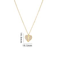 Cubic Zircon Micro Pave Brass Necklace with 304 Stainless Steel with 5CM extender chain Heart plated & micro pave cubic zirconia & for woman & enamel golden Length Approx 40 cm Sold By PC
