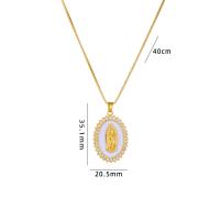 Cubic Zircon Micro Pave Brass Necklace, with White Shell & 304 Stainless Steel, plated, different styles for choice & micro pave cubic zirconia & for woman, golden, Length:Approx 40 cm, Sold By PC