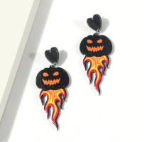 Acrylic Drop Earring Pumpkin Halloween Jewelry Gift & for woman Sold By Pair