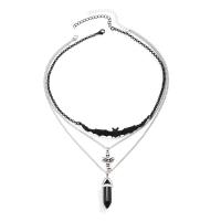 Zinc Alloy Halskæde, med Krystal, med 2.7inch extender kæde, forgyldt, tre lag & Halloween smykker gave & for kvinde, Længde Ca. 15.7 inch, Ca. 16.5 inch, Ca. 17.7 inch, Solgt af PC