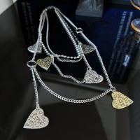 Zinc Alloy Jewelry Necklace fashion jewelry & multilayer & for woman silver color nickel lead & cadmium free Length Approx 50 cm Sold By PC