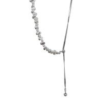 Titanium Steel Necklace, with Plastic Pearl, fashion jewelry & for woman, original color, Length:Approx 50 cm, Sold By PC