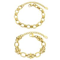 Stainless Steel Jewelry Bracelet, 304 Stainless Steel, with 1.97inch extender chain, Vacuum Ion Plating, fashion jewelry & different styles for choice & for woman, golden, Length:Approx 6.3 Inch, Sold By PC