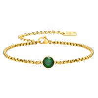 Bracelet d'acier titane, avec 1.97inch chaînes de rallonge, bijoux de mode & pavé de micro zircon & pour femme, doré, Longueur:Environ 6.3 pouce, Vendu par PC