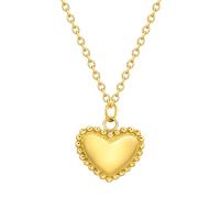 Titanium Steel Necklace with 1.97inch extender chain Heart Vacuum Ion Plating fashion jewelry & for woman golden Length Approx 16.14 Inch Sold By PC