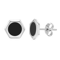 Boucle d'oreille Acier Titane, hexagone, poli, bijoux de mode & pour homme & autocollant époxyde, 10x9mm, Vendu par PC