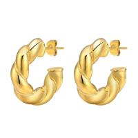 Stainless Steel Stud Earrings, 304 Stainless Steel, Vacuum Ion Plating, fashion jewelry & for woman, golden, 23.40mm, Sold By Pair
