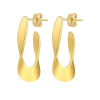 Stainless Steel Stud Earrings, 304 Stainless Steel, Vacuum Ion Plating, fashion jewelry & for woman, golden, 27x17mm, Sold By Pair