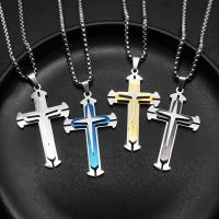 Stainless Steel Jewelry Necklace, 304 Stainless Steel, Cross, fashion jewelry & different styles for choice & for man, more colors for choice, 62.18x31.51mm, Sold By PC