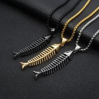Stainless Steel Jewelry Necklace, 304 Stainless Steel, Fish Bone, fashion jewelry & different styles for choice & for man, more colors for choice, 63.60x12mm, Sold By PC