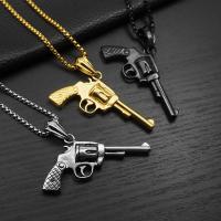 Stainless Steel Jewelry Necklace, 304 Stainless Steel, Gun, fashion jewelry & different styles for choice & for man, more colors for choice, 59.04x41.19mm, Sold By PC