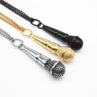 Edelstahl Schmuck Halskette, 304 Edelstahl, Mikrophon, Salben, Modeschmuck & verschiedene Stile für Wahl & für den Menschen, keine, 77.70x17.58mm, verkauft von PC
