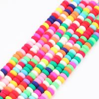 Polymer Ton Perlen , flache Runde, DIY, gemischte Farben, 7x3.50mm, ca. 110PCs/Strang, verkauft von Strang