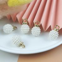 Zinc Alloy Pendants with Plastic Pearl Pineapple gold color plated DIY white Sold By PC