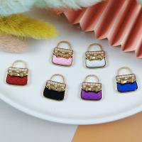 Tibetan Style Enamel Pendants, with Plastic Pearl, Handbag, gold color plated, DIY, more colors for choice, 19x16mm, Sold By PC