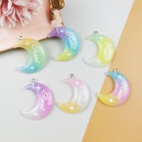 Resin Pendant, Moon, DIY, more colors for choice, 39x31mm, Sold By PC