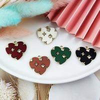 Zinc Alloy Enamel Pendants Heart gold color plated DIY & frosted Sold By PC