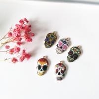 Zinc Alloy Enamel Pendants Skull gold color plated DIY Sold By PC