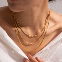 Edelstahl Schmuck Halskette, 304 Edelstahl, plattiert, Modeschmuck & verschiedene Größen vorhanden, goldfarben, verkauft von PC