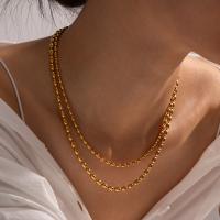 Stainless Steel Jewelry Necklace 304 Stainless Steel plated Double Layer & fashion jewelry golden Sold By PC