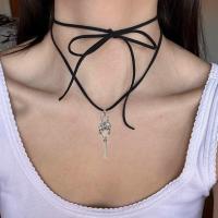 Fashion Choker Necklace, Tibetan Style, with Velveteen Cord, Skull, plated, fashion jewelry & for woman, more colors for choice, nickel, lead & cadmium free, Length:Approx 90 cm, Sold By PC