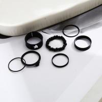 Zinc Alloy Ring Set with Crystal plated 8 pieces & for woman black nickel lead & cadmium free Sold By Set