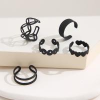 Cink Alloy Ring Set, Cink ötvözet, galvanizált, 5 darab & divat ékszerek & a nő, fekete, nikkel, ólom és kadmium mentes, Által értékesített Set