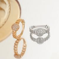 Brass Finger Ring plated fashion jewelry & for woman & with rhinestone nickel lead & cadmium free Internal mm Sold By PC