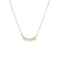 Cubic Zircon Micro Pave Brass Necklace, with Plastic Pearl & 304 Stainless Steel, with 5CM extender chain, Vacuum Ion Plating, different styles for choice & micro pave cubic zirconia & for woman, golden, Length:Approx 40 cm, Sold By PC