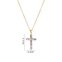 Cubic Zircon Micro Pave Brass Necklace, with 304 Stainless Steel, with 5CM extender chain, Cross, plated, different styles for choice & micro pave cubic zirconia & for woman, golden, Length:Approx 40 cm, Sold By PC